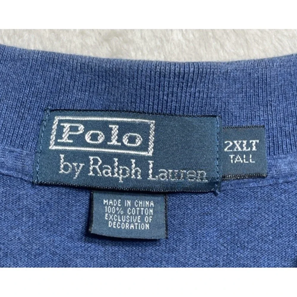 Polo Ralph Lauren Shirt Mens Size 2XLT Tall Blue Short Sleeve Pony Logo Vintage